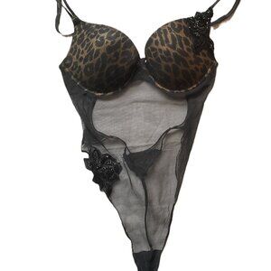 Victoria Secret Sexy Leopard Lace teddy body suit 36C